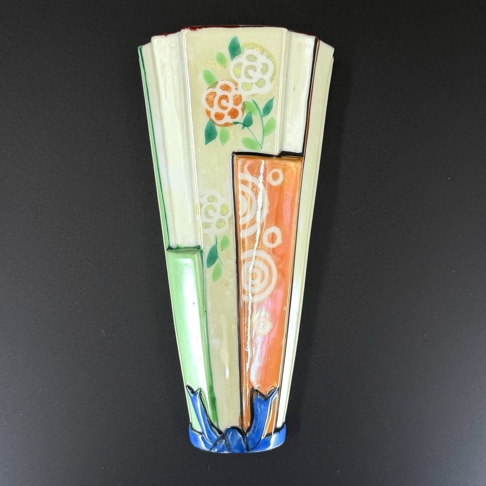 Vintage TRICO Japan Hand Painted Wall Pocket Planter 8" Mid Century